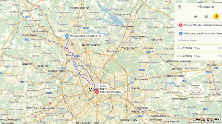 comment faire un itinéraire à travers les cartes Yandex en voiture