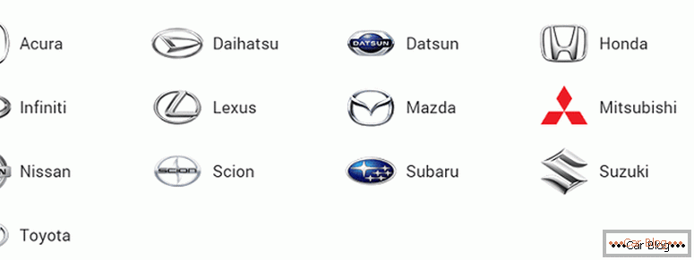 où trouver toutes les marques de voitures japonaises et leurs icônes avec les noms et les photos