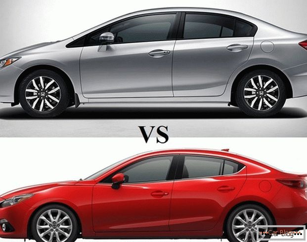 Voitures Mazda 3 et Honda Civic - седаны для активных людей
